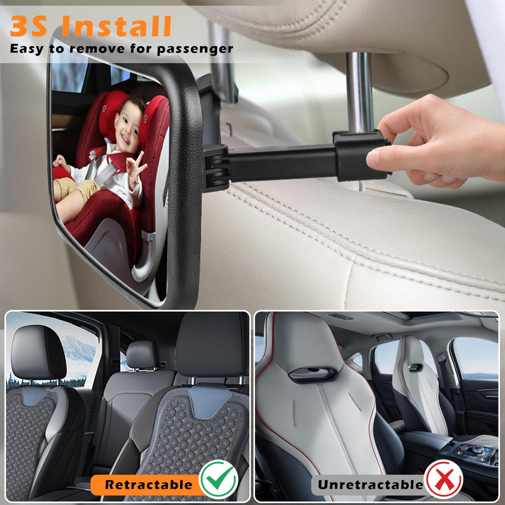 Semxnly car mirror installs in seconds with hook and loop headrest attachment