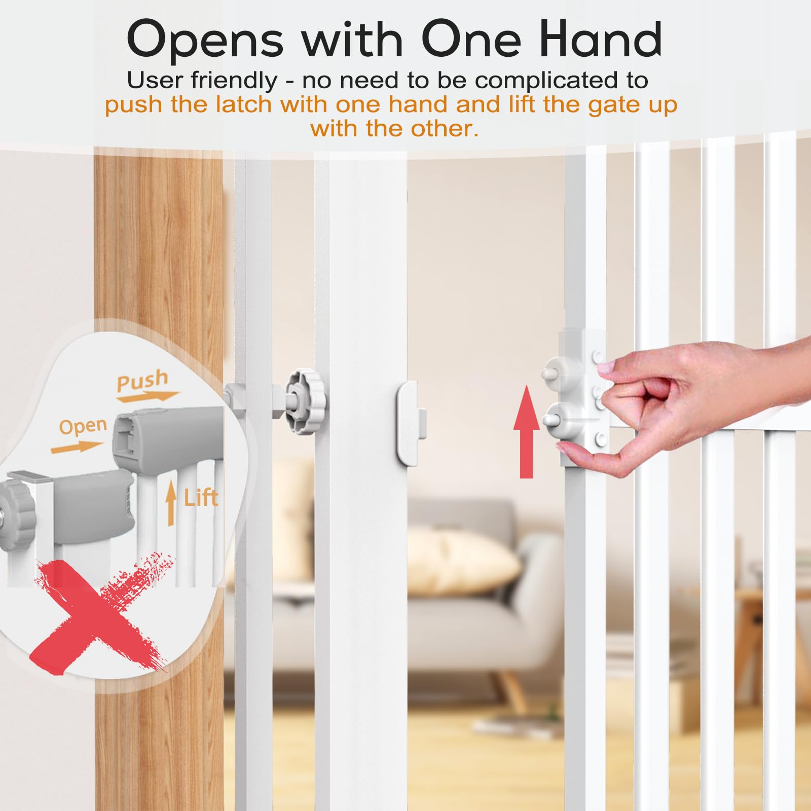 Senneny cat gate onehand-open design enables easy single-finger operation