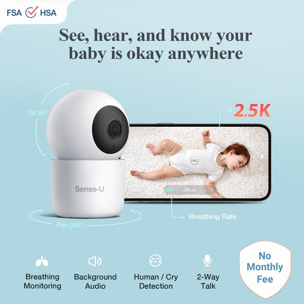Sense-U AI 2.5K camera pan-tilt coverage enabling full-room supervision.