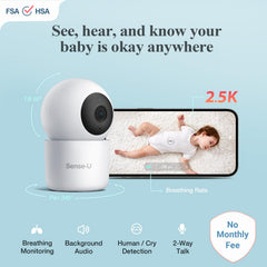 Sense-U AI 2.5K camera pan-tilt coverage enabling full-room supervision.
