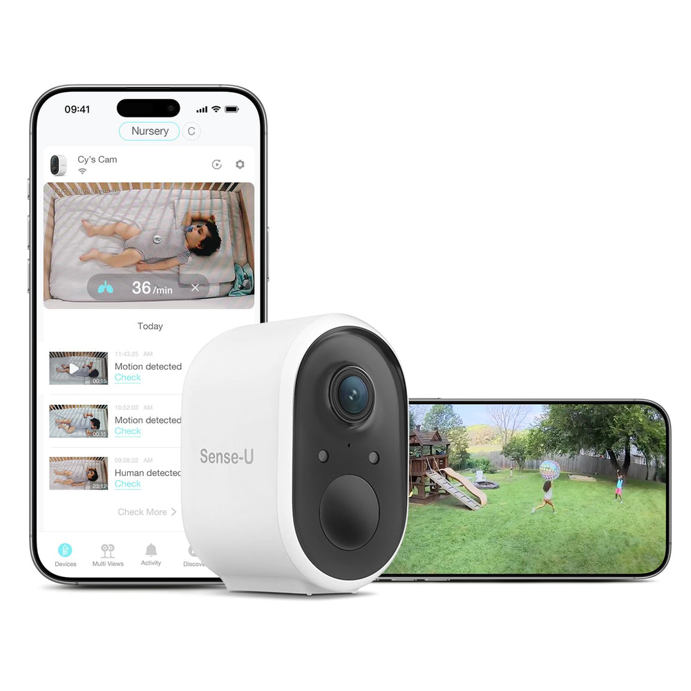 Sense-U Battery Camera 1080p video view for clear baby monitoring
