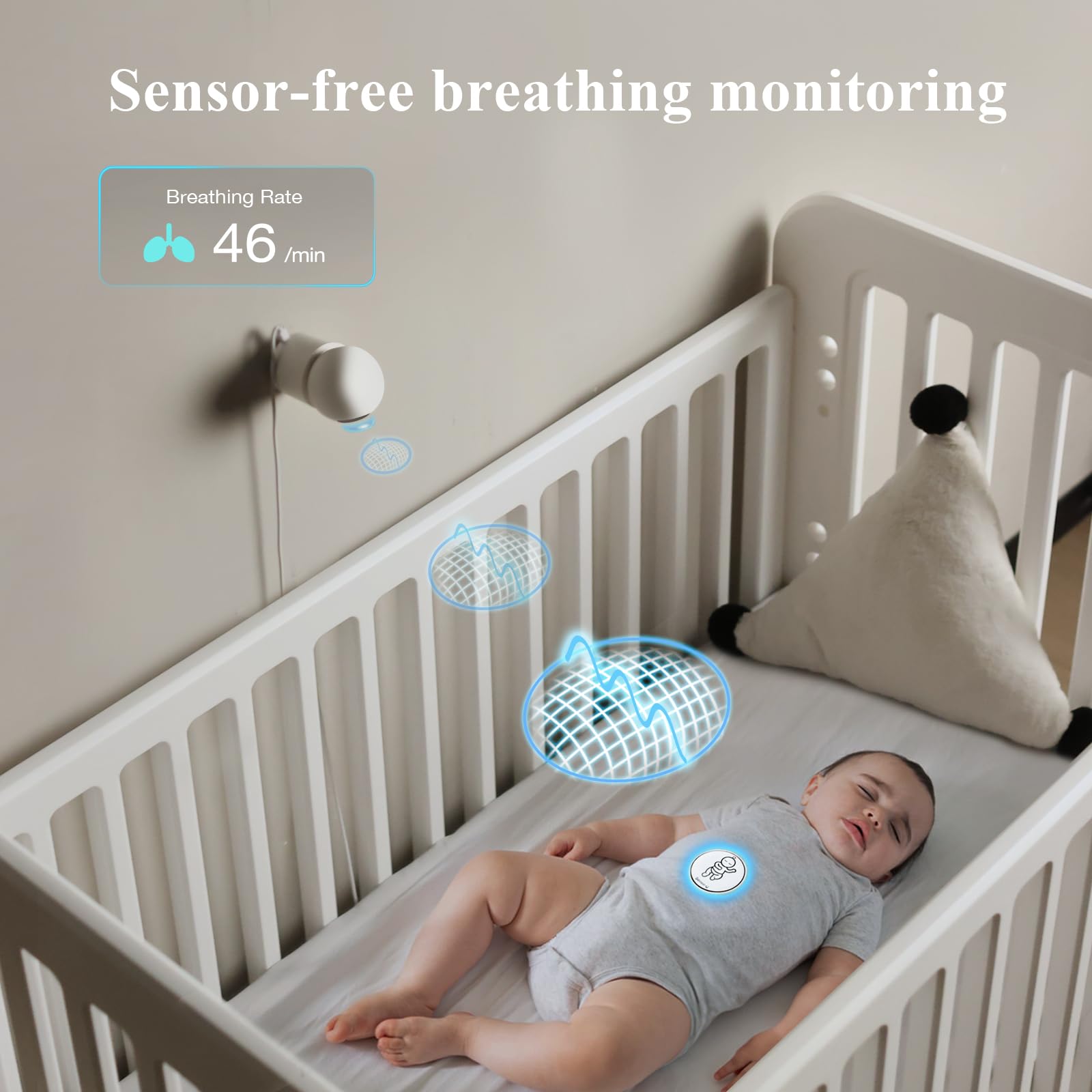 Sense-U breathing badge sensor-free monitor supports non-contact breathing tracking.