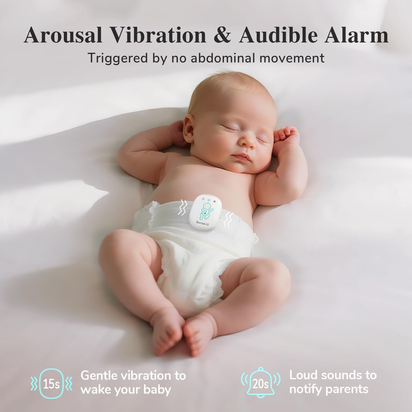 Sense-U Pro detects breathing movements and rollover risk.