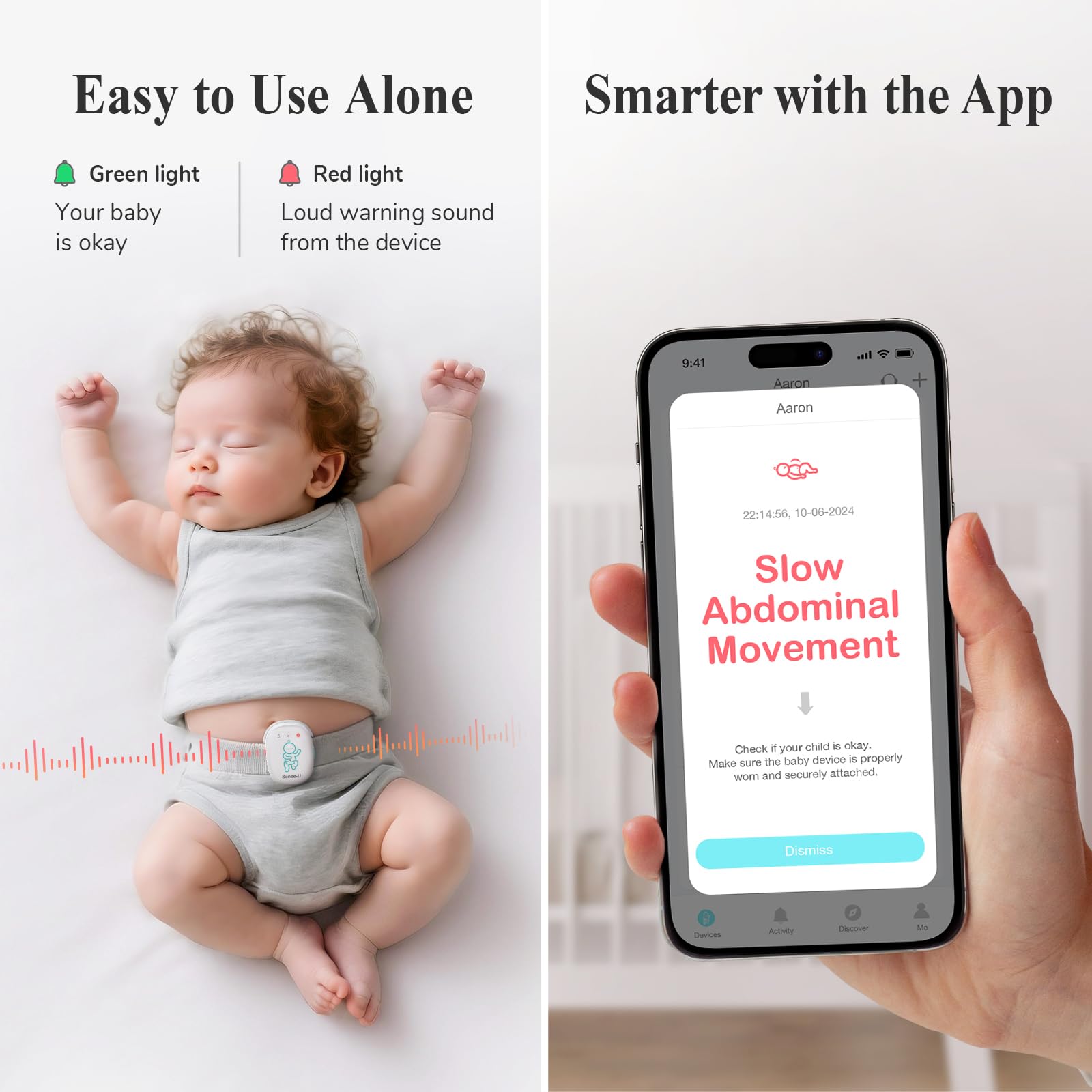 Sense-U Pro overheating alert signals potential heat discomfort.