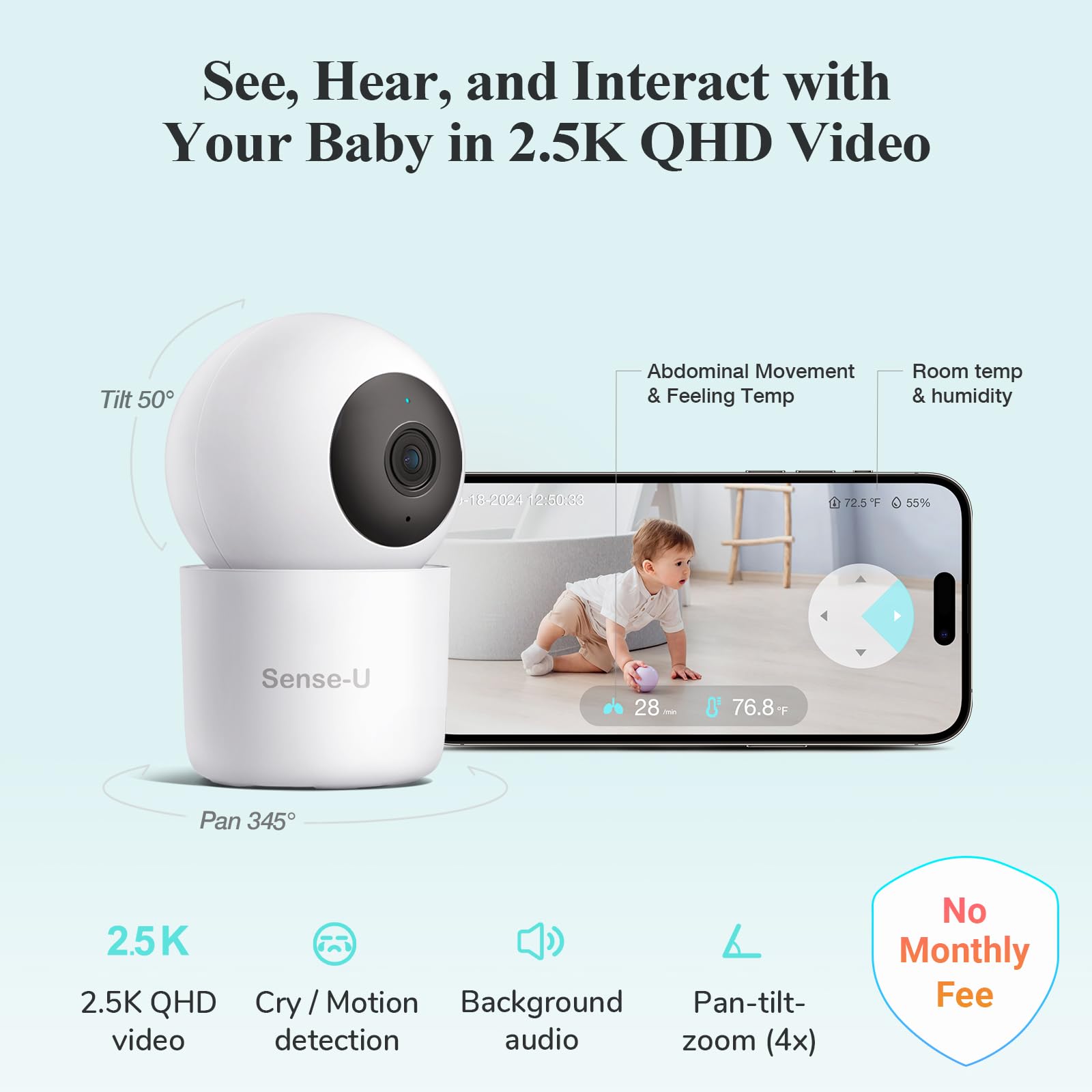 Sense-U Pro night-vision and two-way-talk view for safe nighttime chats
