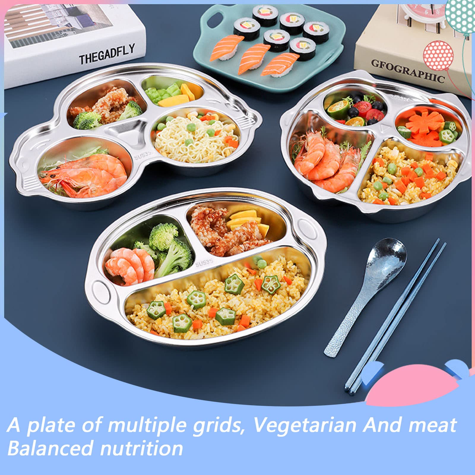 Senvasfa four-compartment divided plate keeps foods separated and organized.