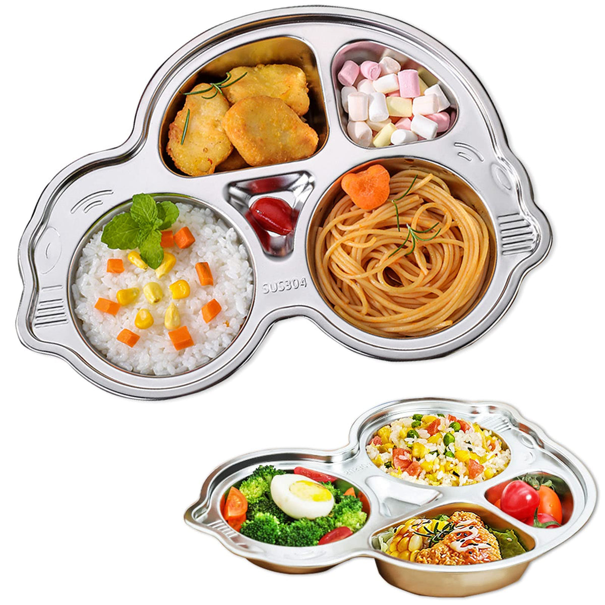 Senvasfa car-shaped divided tray 2-pack makes mealtime fun and engaging.