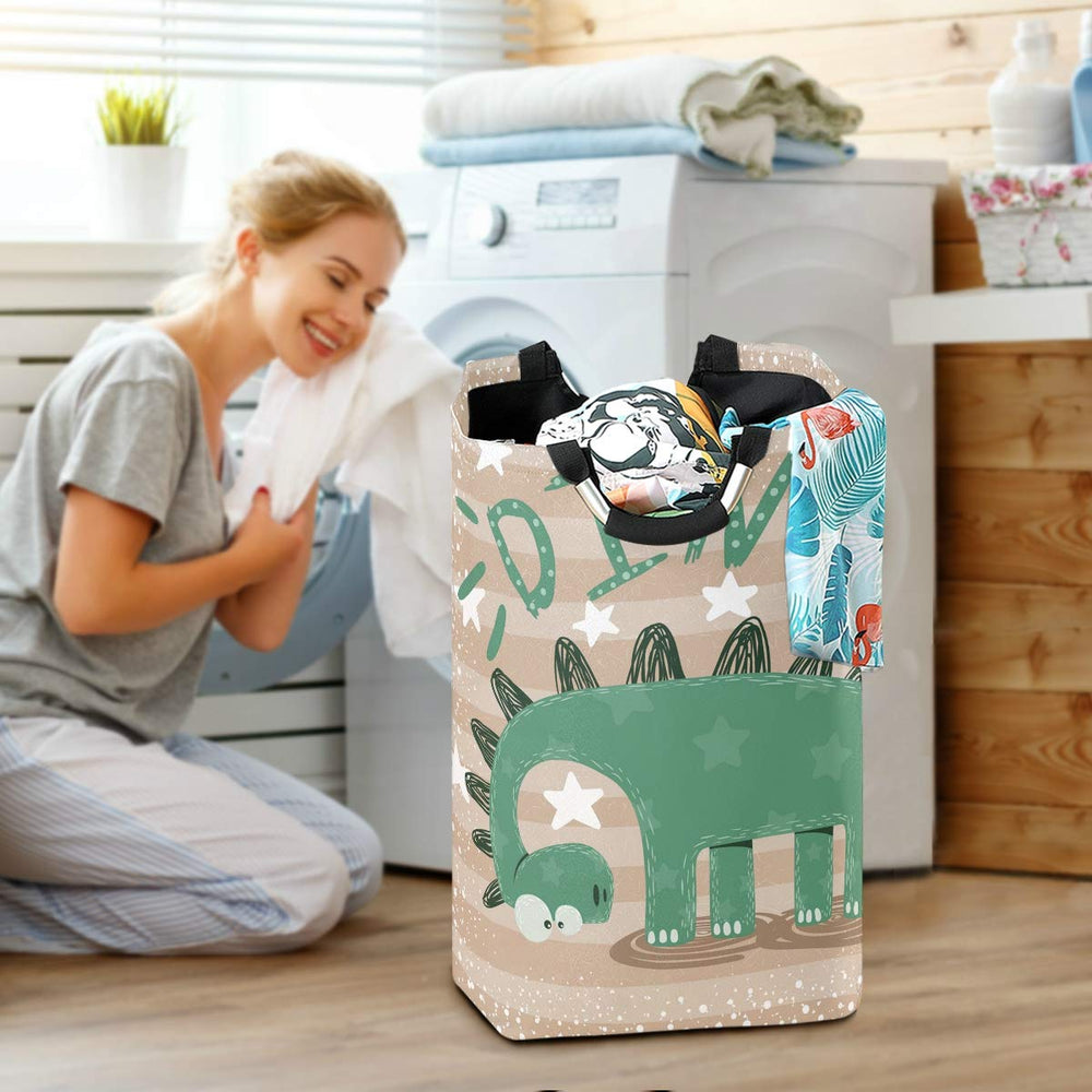 senya cute dinosaur storage basket folded for storage shows space-saving benefit