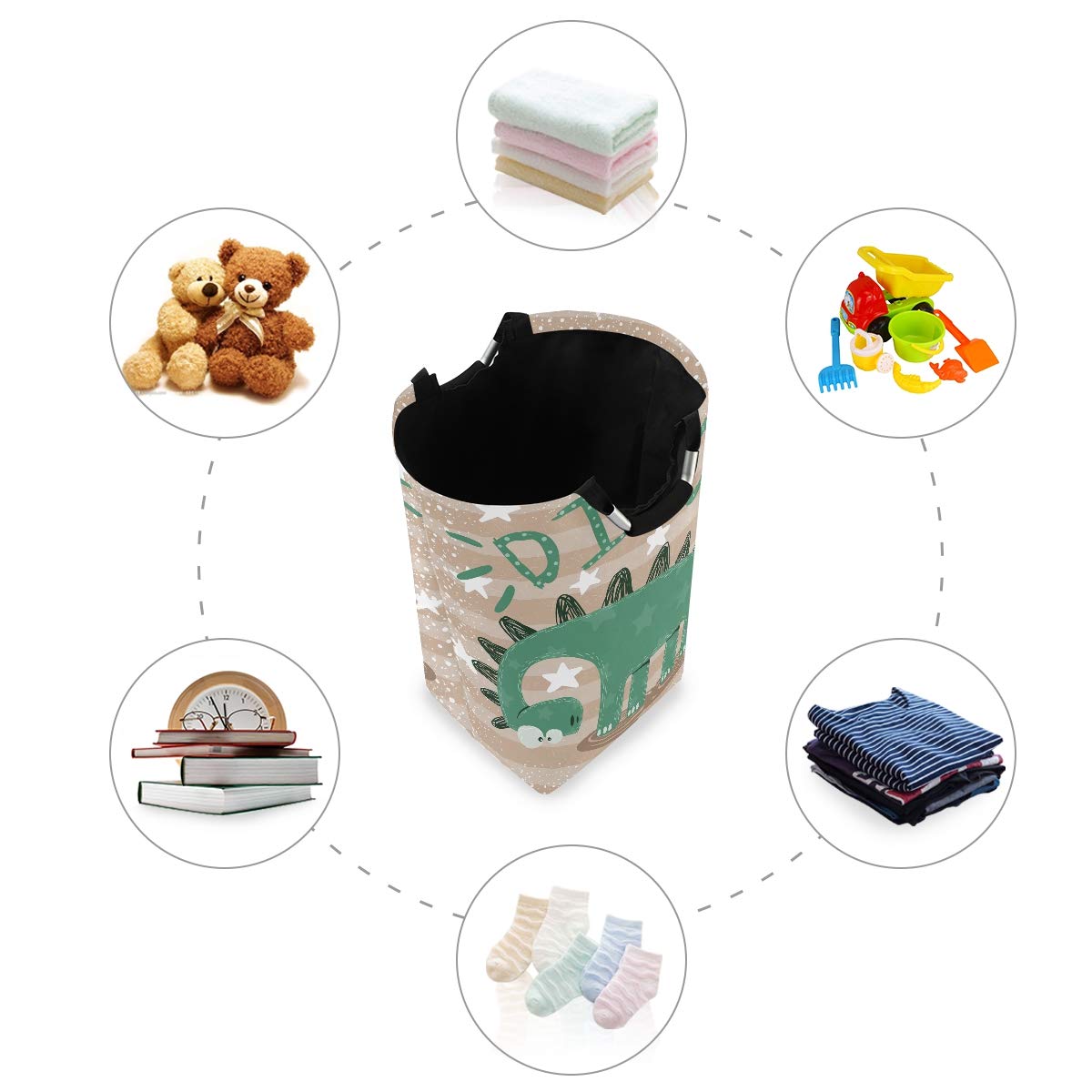 senya cute dinosaur storage basket full capacity ideal for toys and books