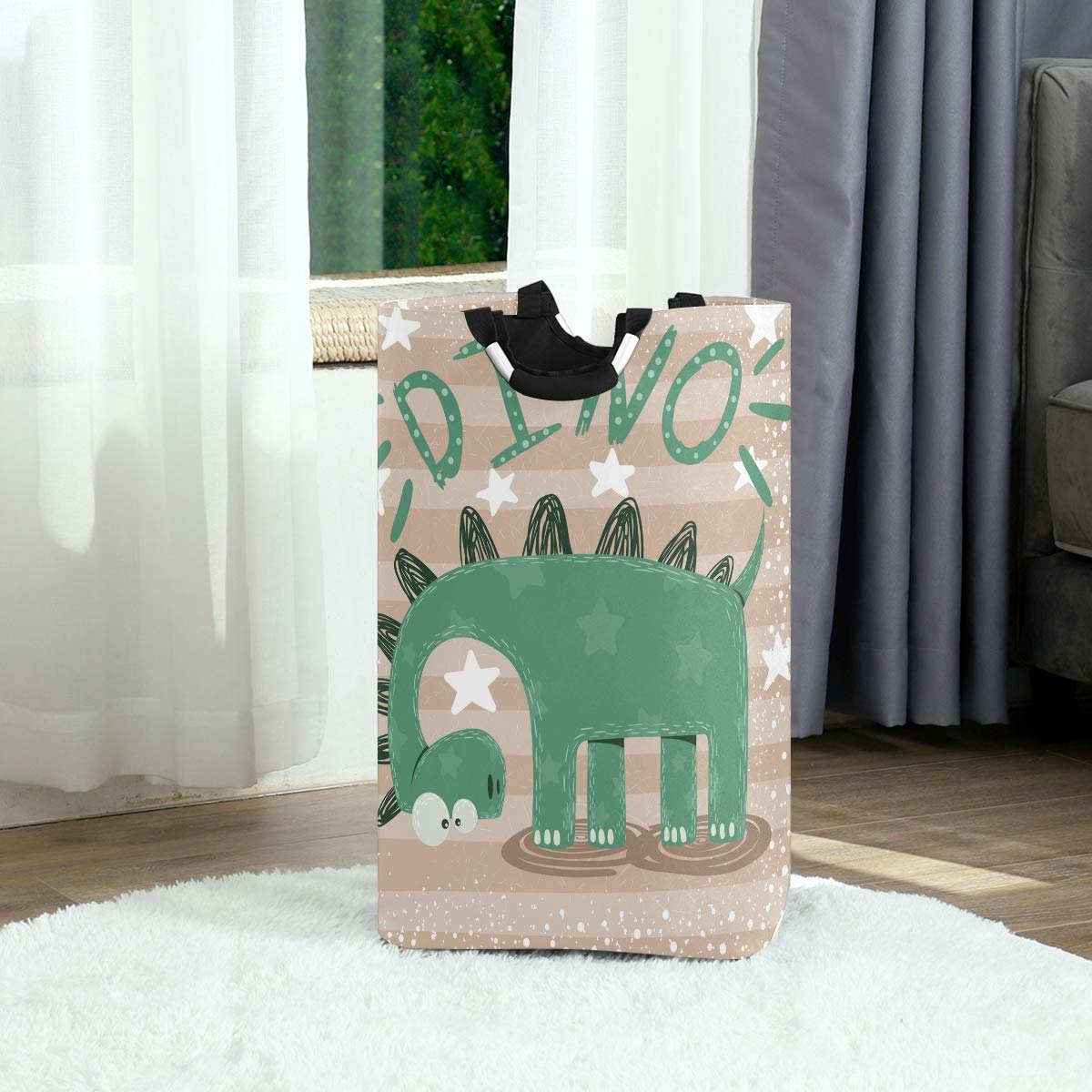senya cute dinosaur storage basket in nursery demonstrates organized kids clothes storage