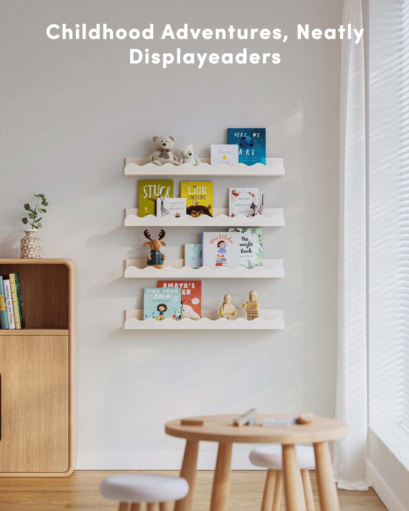 Seocry Kids Bookshelf Set perfect for books, toys, photos in a playful space.