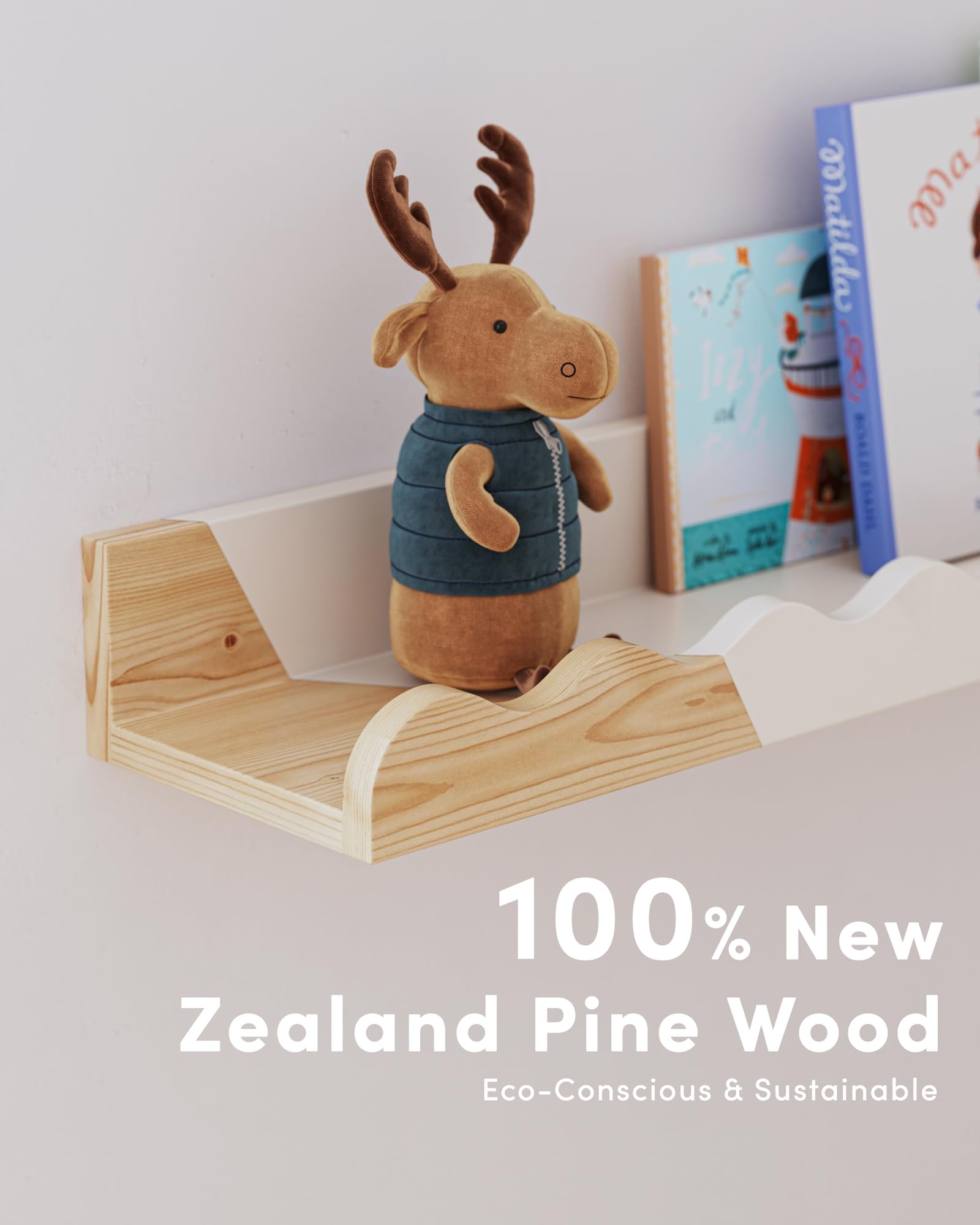 Seocry Kids Bookshelf Set sturdy solid wood design blends with nursery decor.
