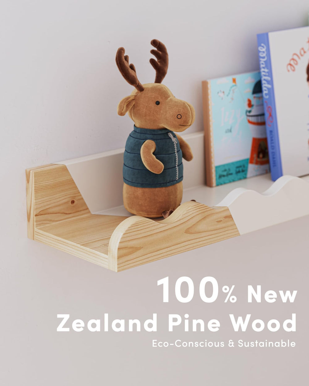 Seocry Kids Bookshelf Set sturdy solid wood design blends with nursery decor.