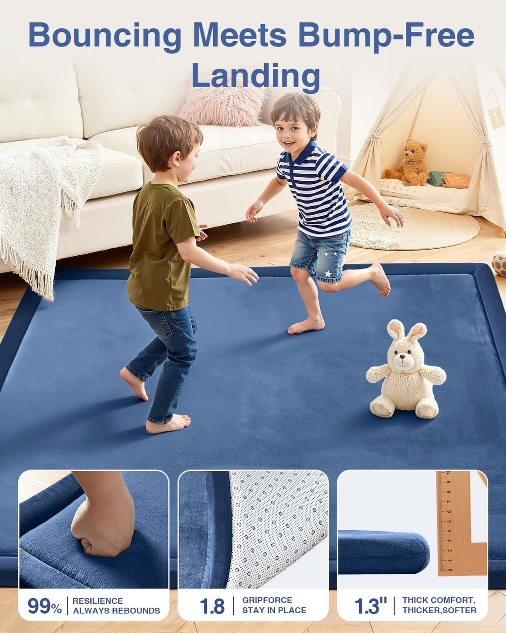 SEPARO baby play mat 1-3 inch thick foam supports early crawling.