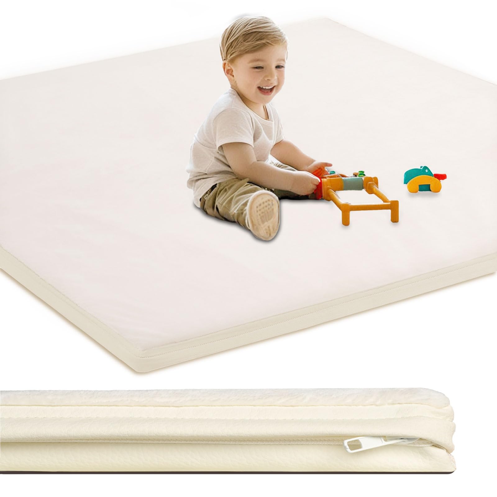SEPARO Baby Play Mat beige top-view shows spacious 50x50 area for crawling