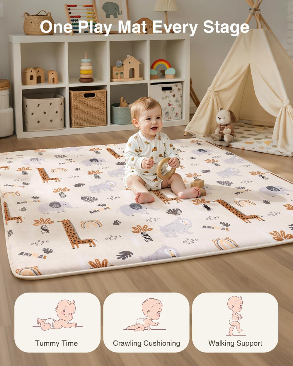 SEPARO 50x50 mat with animal patterns to spark sensory play.