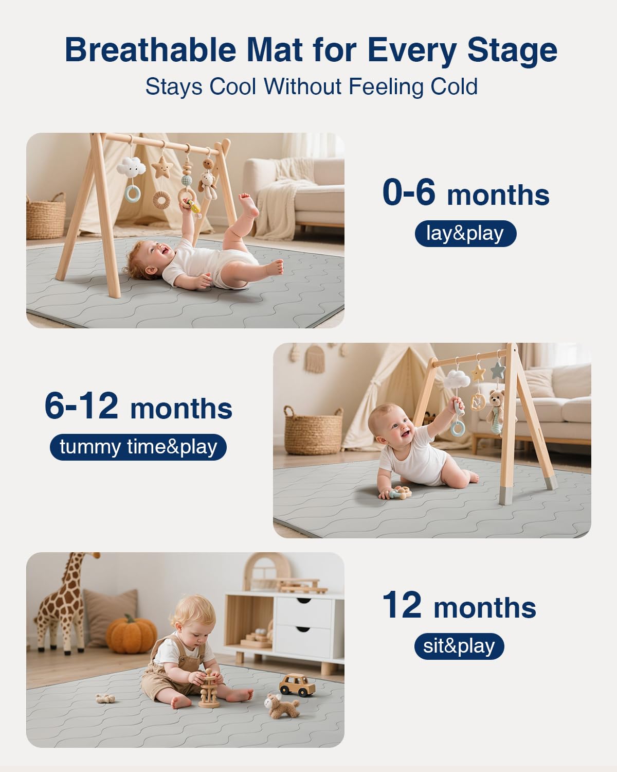 SEPARO baby play mat cool-tech fabric keeps baby comfortable