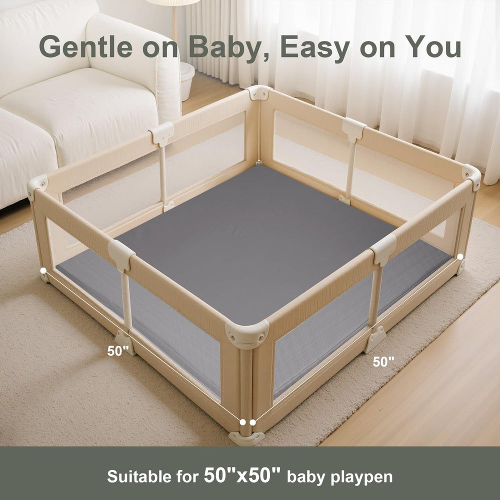 SEPARO baby play mat grey in playpen shows spacious 50x50 area
