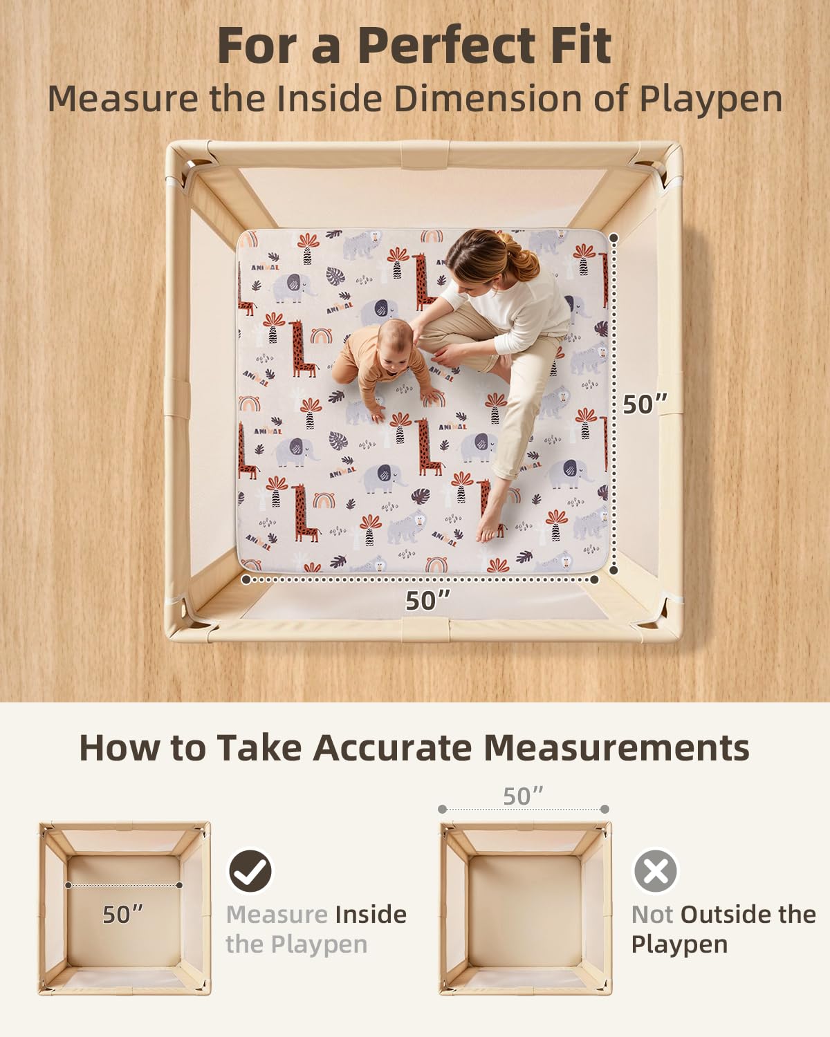 SEPARO play mat back has non-slip grip to prevent sliding.