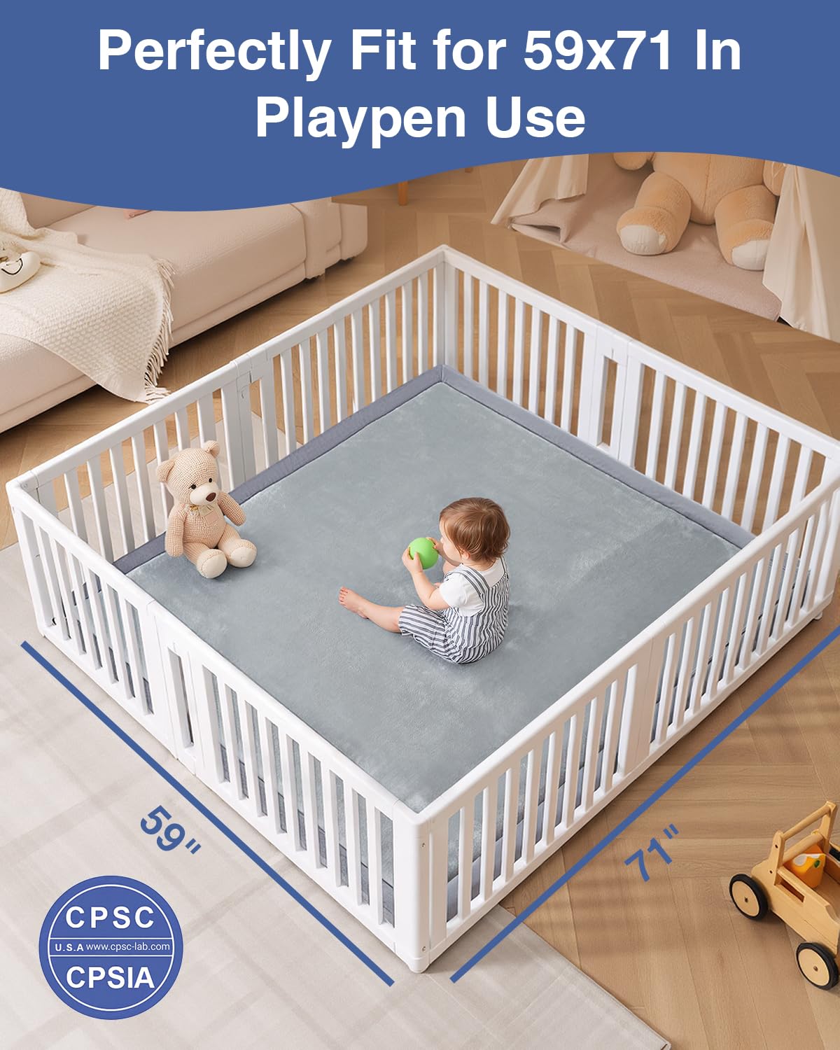 SEPARO mat non-slip base grips hard floors to prevent slips during activity.