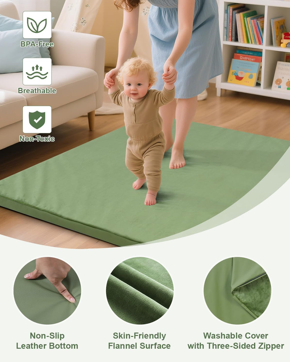 SEPARO baby play mat soft-flannel side for plush comfort during play.