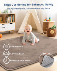 SEPARO thick baby play mat brown corner close-up shows cushioned edge