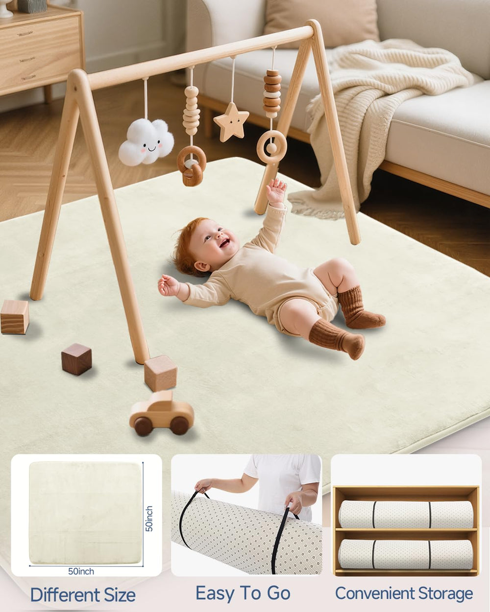 SEPARO Thick Baby Play Mat beige variant complements modern nursery decor