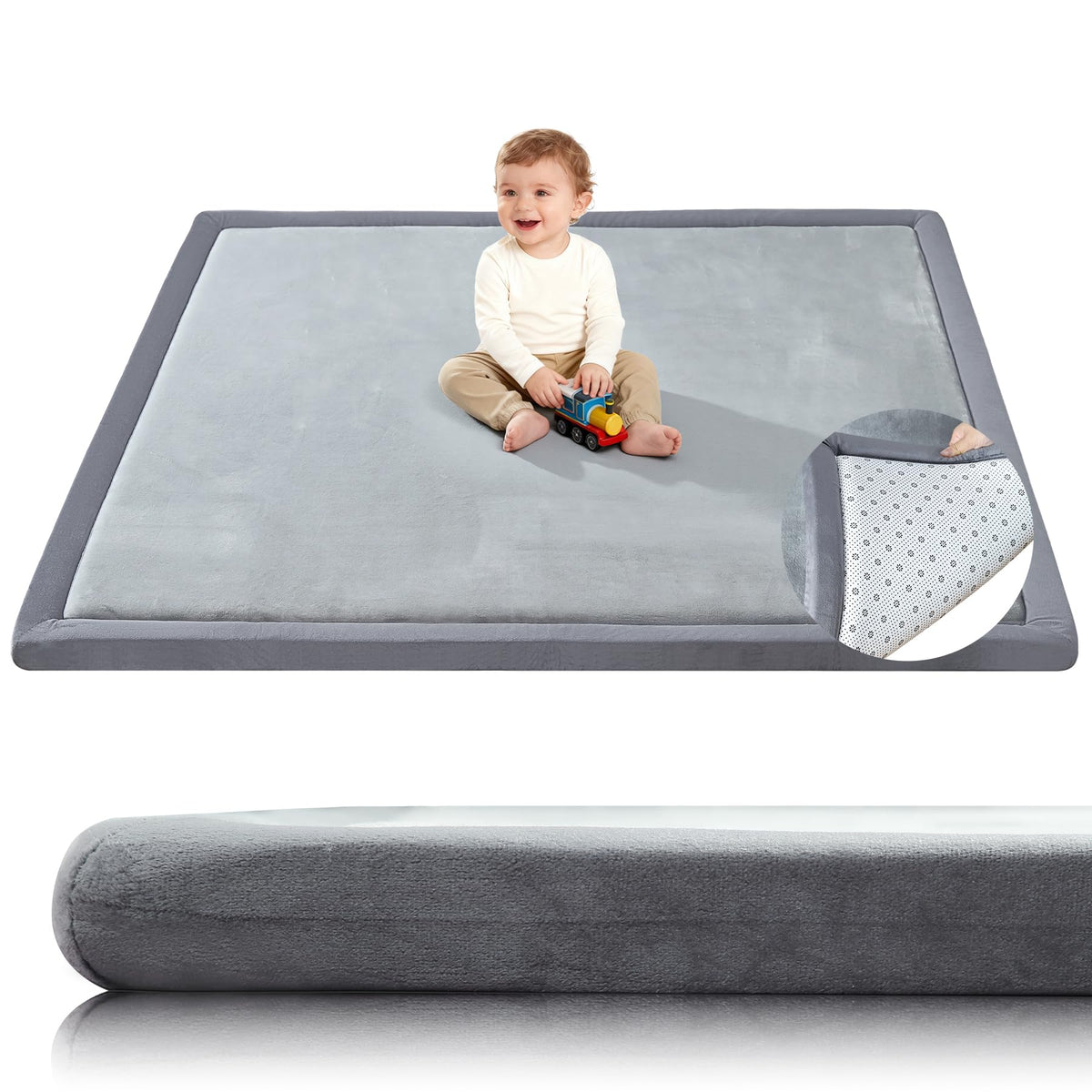 SEPARO thick baby play mat on the floor with plush surface for cozy tummy time.