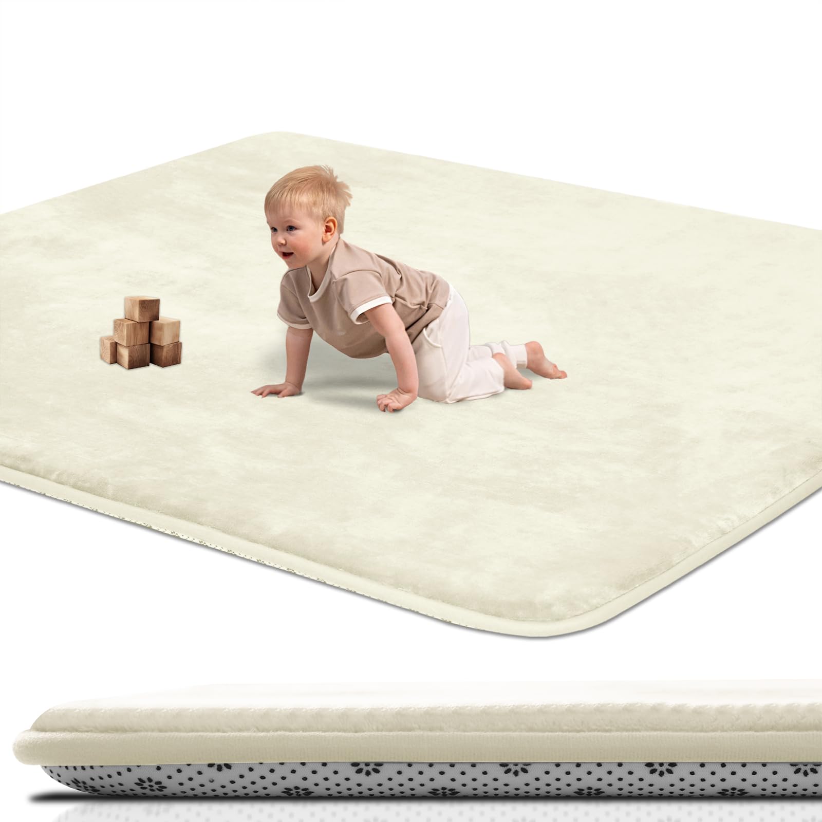 SEPARO thick baby play mat top view shows foam-core comfort for safe floor play
