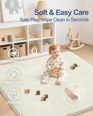 SEPARO Thick Baby Play Mat soft flannel fabric emphasizes warm beige tone and plush feel