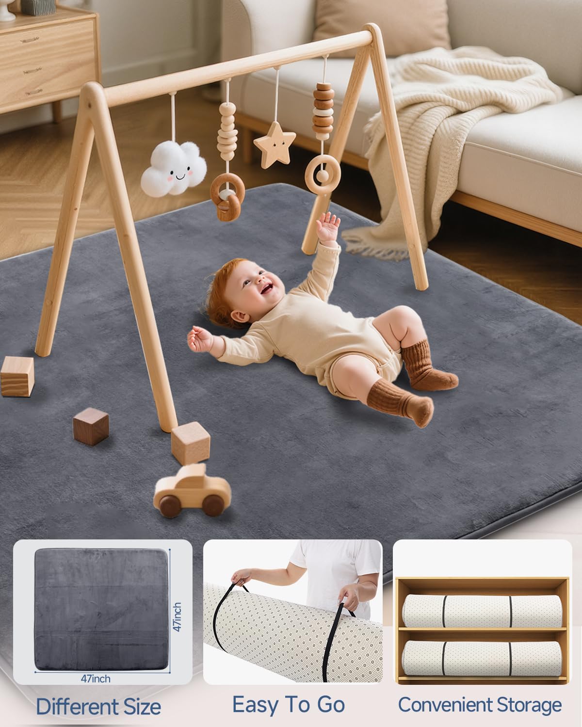 SEPARO safe play area complements nursery decor with simple, stylish design.
