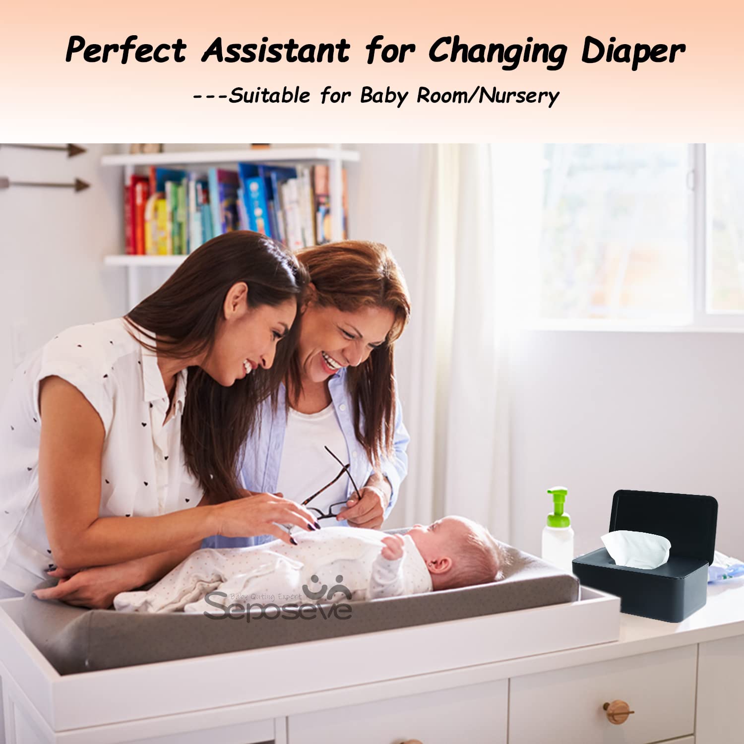 Seposeve 2Pack Wipes Dispenser top concave lid holds small items and protects wipes.
