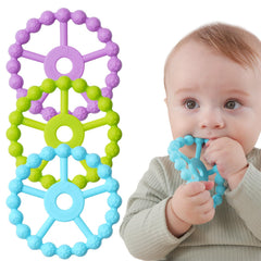 Seposeve 3-pack ring teether collection shows color variety for gentle teething comfort.