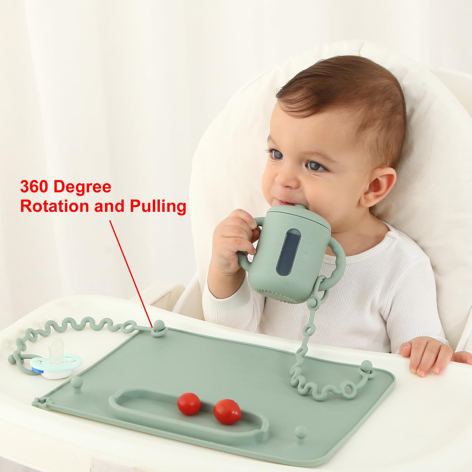 Seposeve silicone material close-up shows soft, elastic, odor-free design for tiny hands