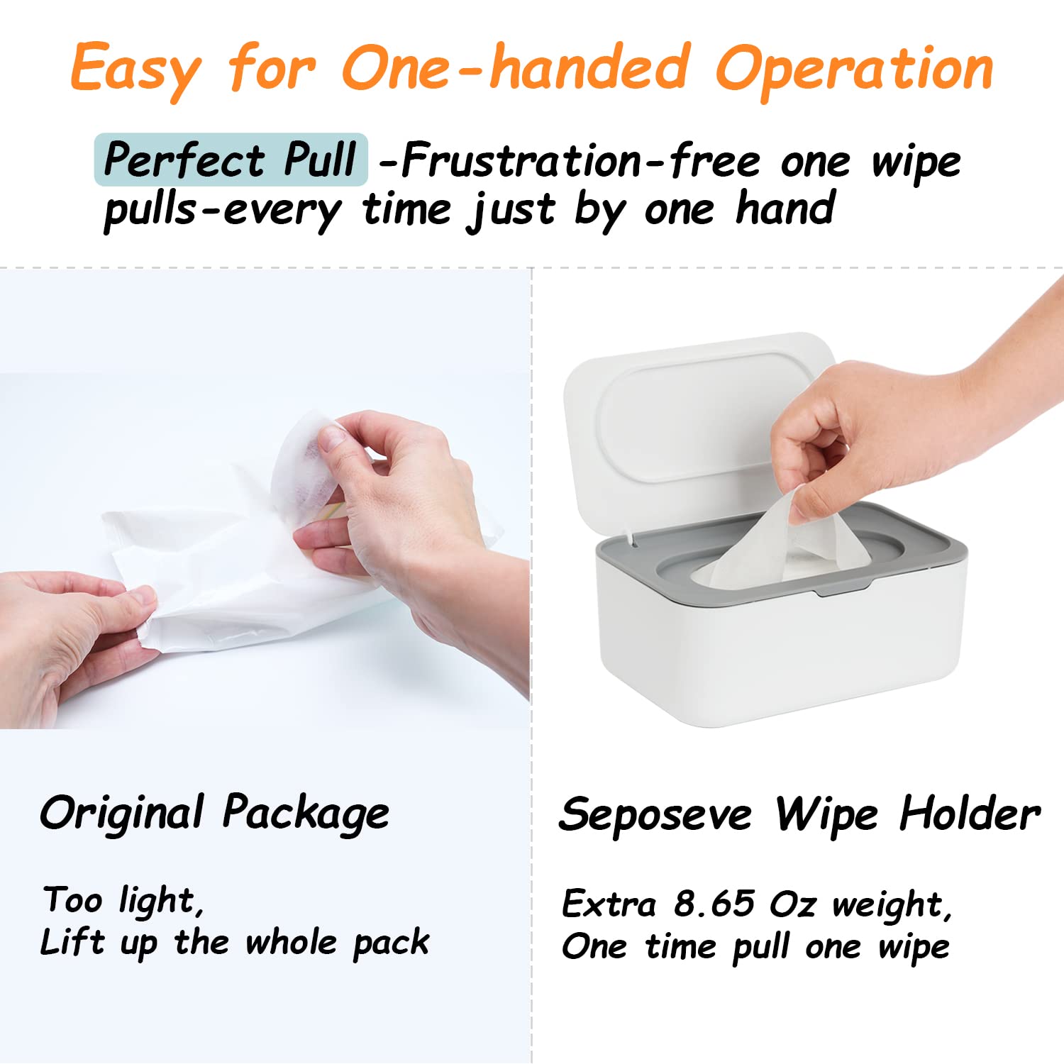 Seposeve container shows easy open and non-slip access.