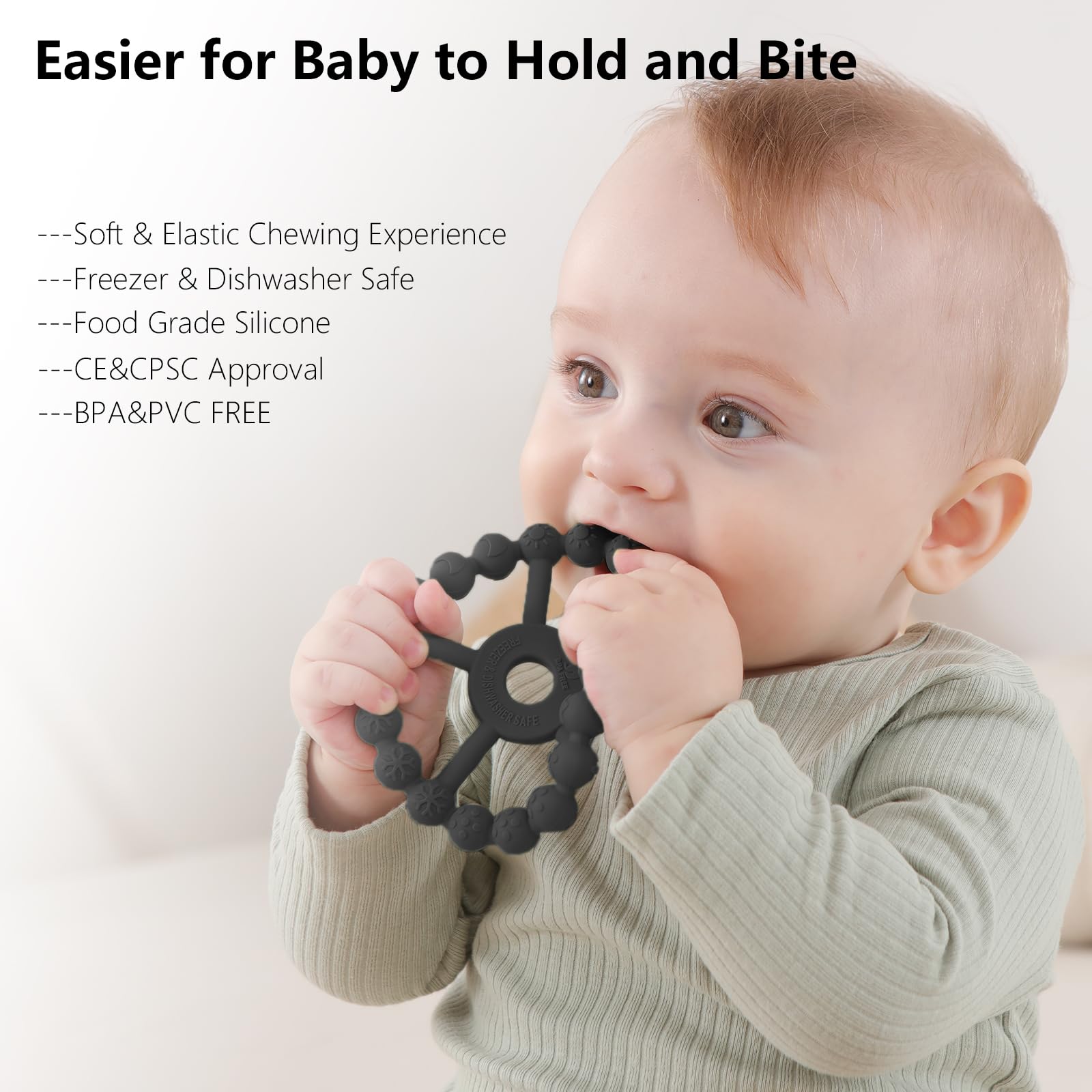 Seposeve ring teether bristles detail for gentle cleaning and teething relief