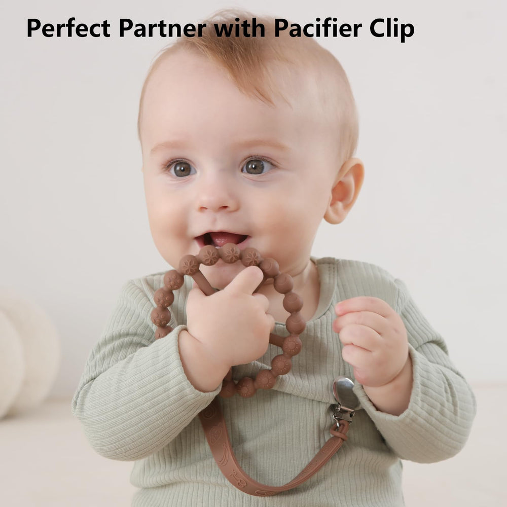 Seposeve ring teether dot texture supports grasping and motor skill practice