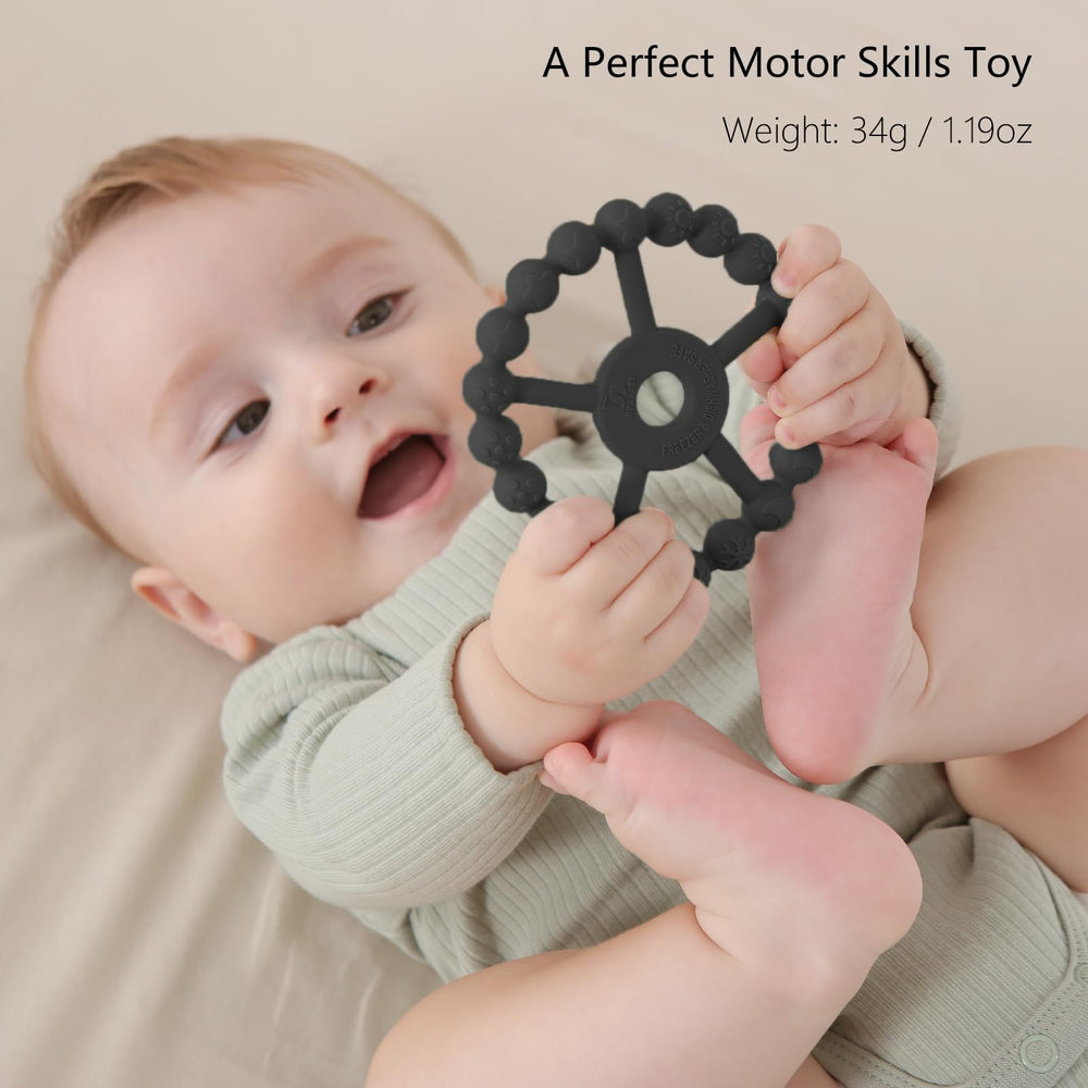 Seposeve ring teether easy-grip handle designed for small hands and chewing comfort