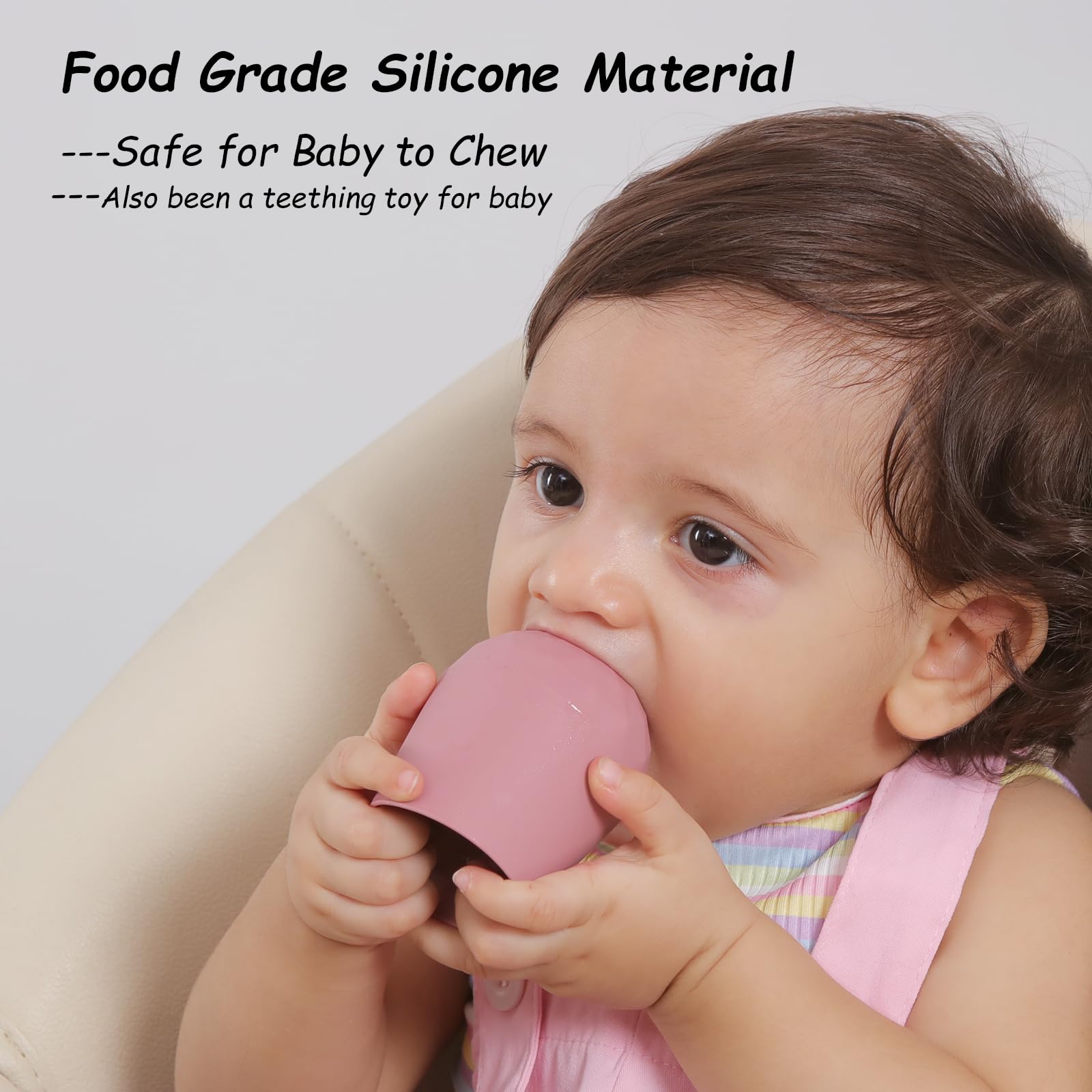 Seposeve silicone baby cups feature tapered design and weighted base for stability