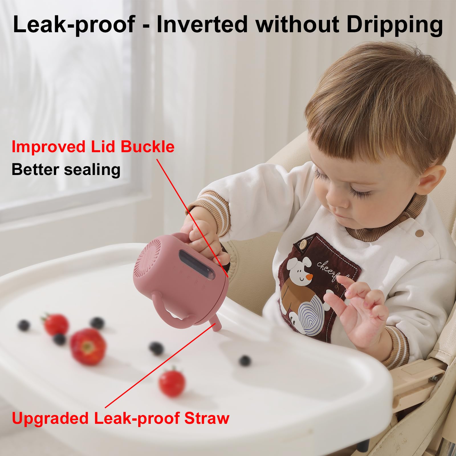Seposeve sippy cup ergonomic-double-handles support tiny hands for easy sipping