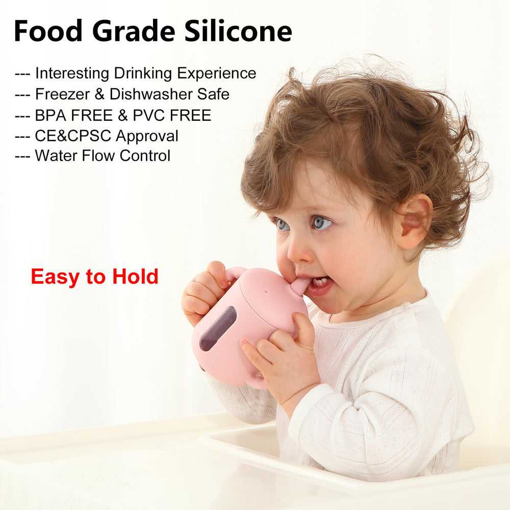 Seposeve sippy cup V-shaped-straw controls flow to reduce spills