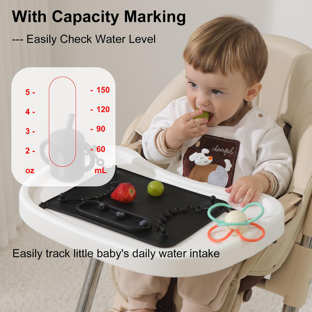 Seposeve sippy cups bite-activated straw offers controlled flow for gentle sipping.