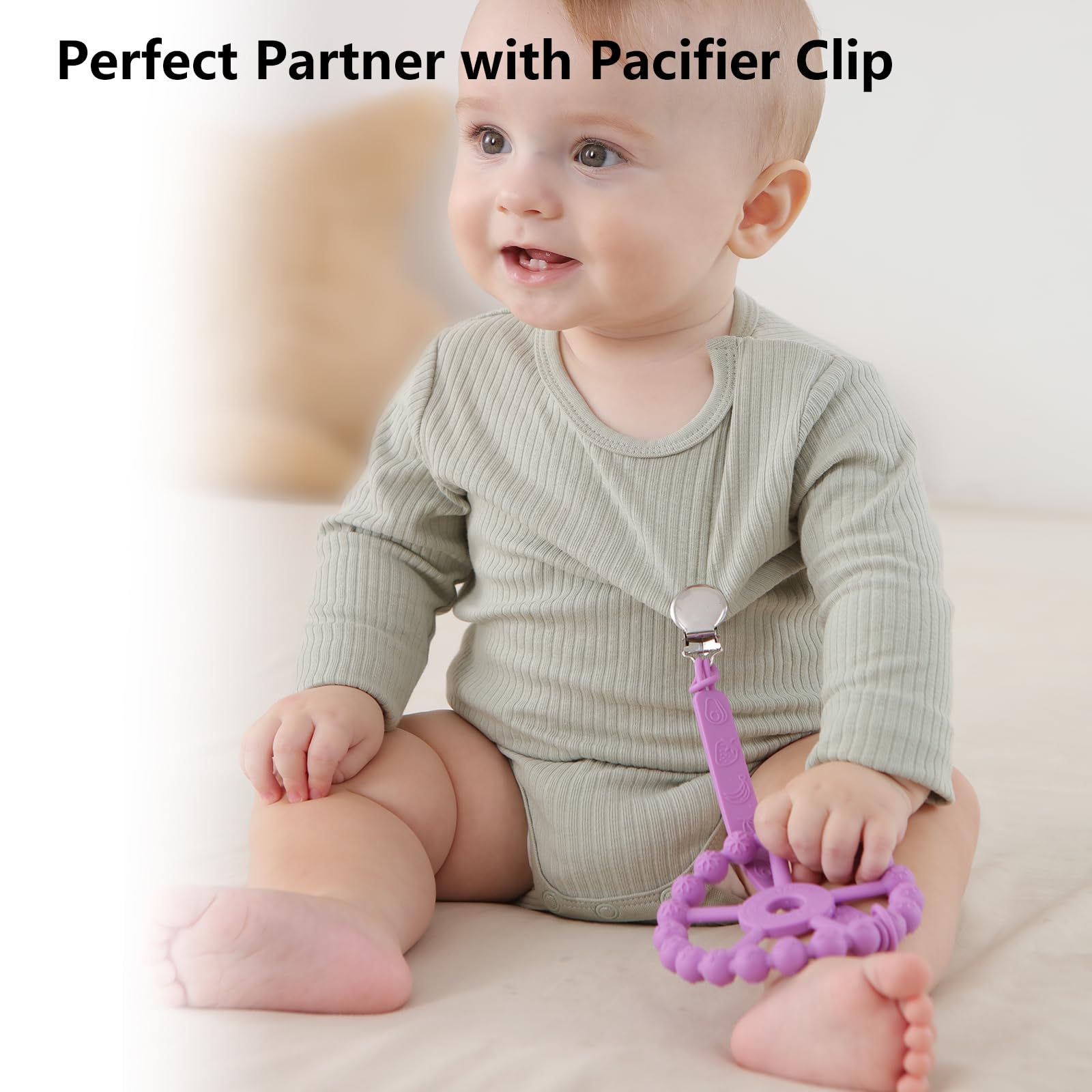 Seposeve teether is dishwasher-safe silicone for quick, easy cleaning.