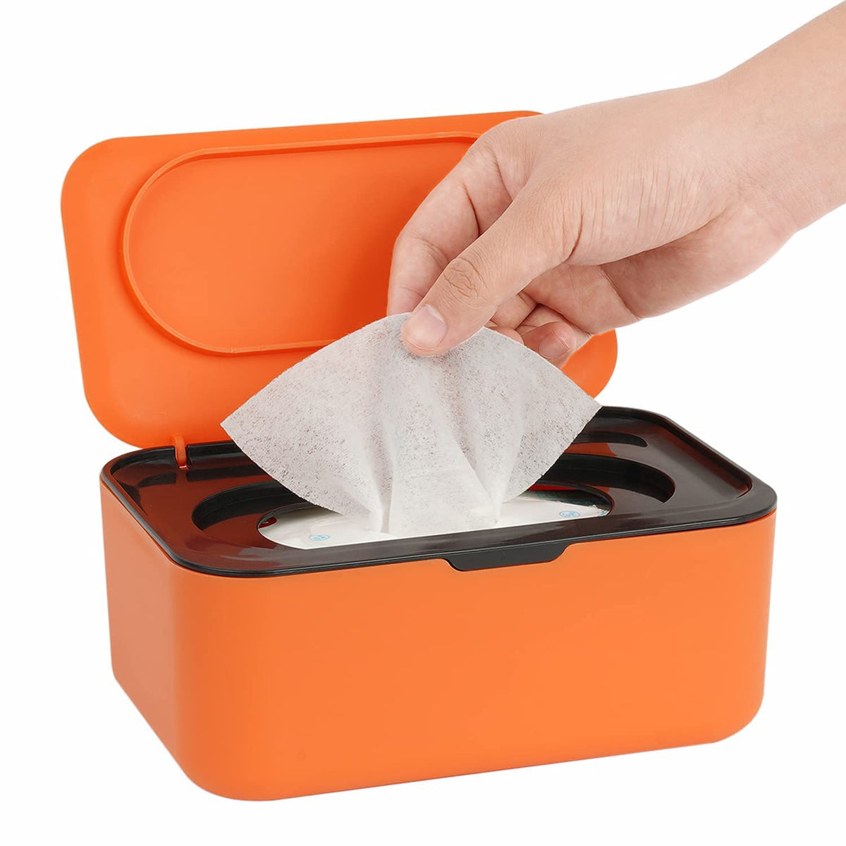 Seposeve wipes dispenser orange front view highlights quick access for busy homes