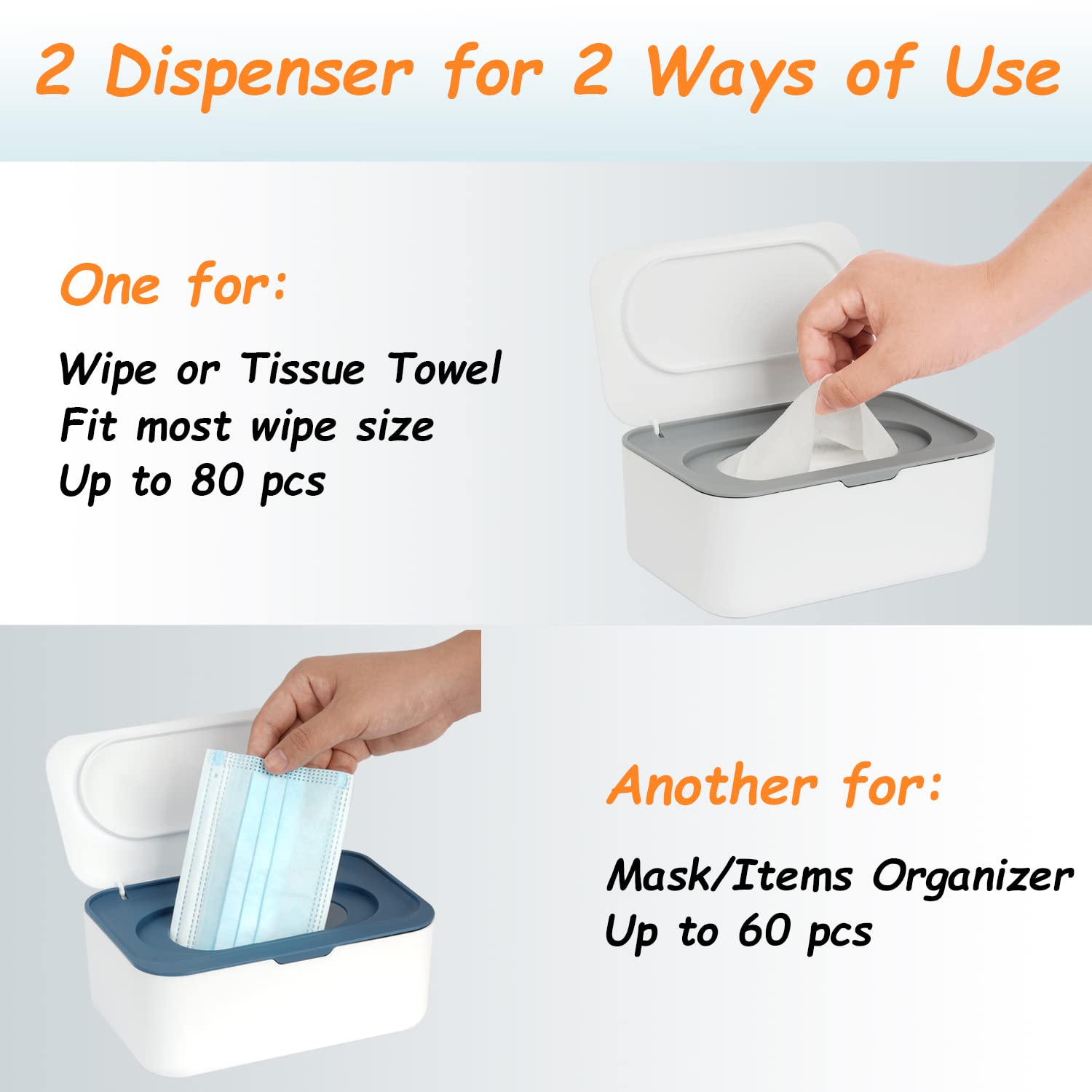 Seposeve top concave lid offers space for small items while dispensing.