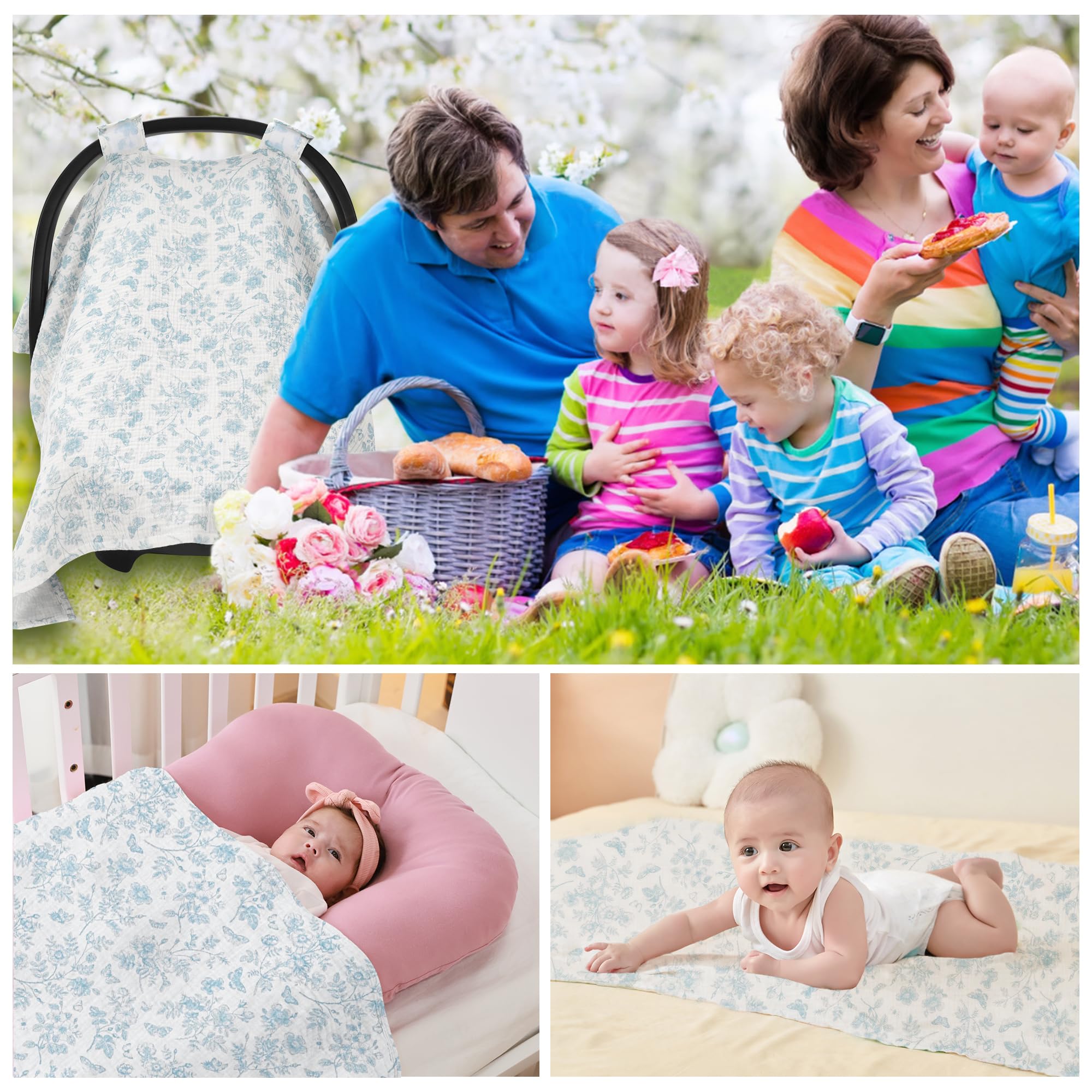 SERAPHY blue flowers print makes a stylish baby shower gift.