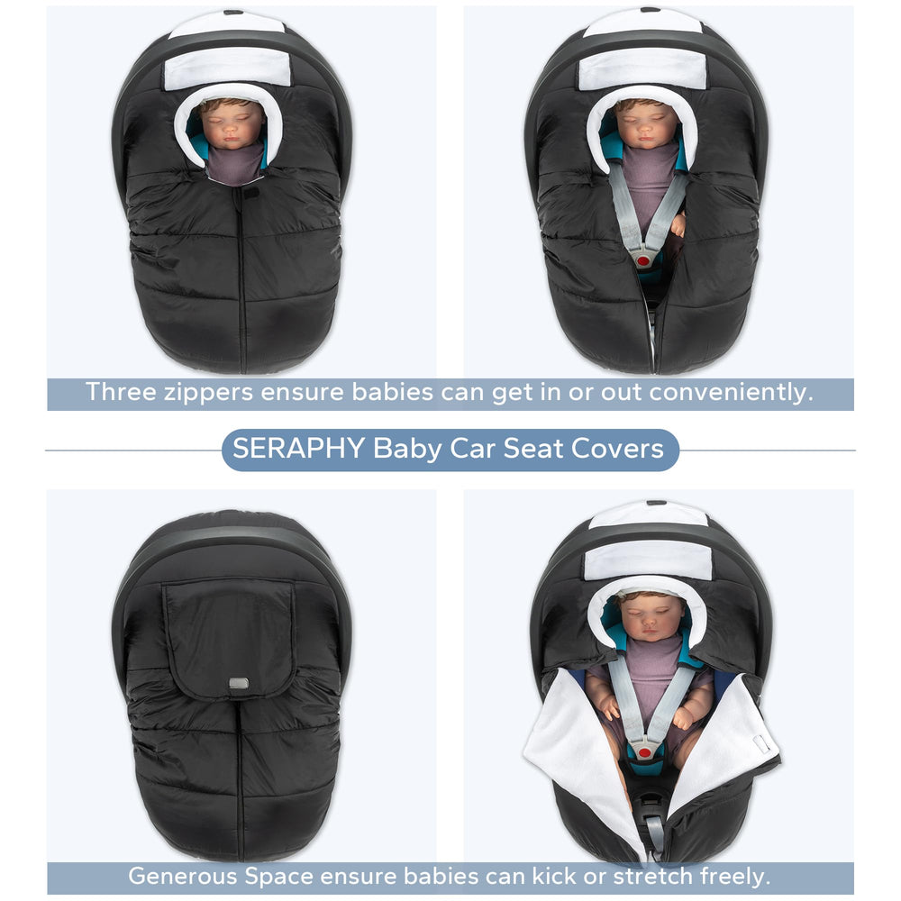 SERAPHY car seat cover breathable middle panel allows airflow for baby comfort