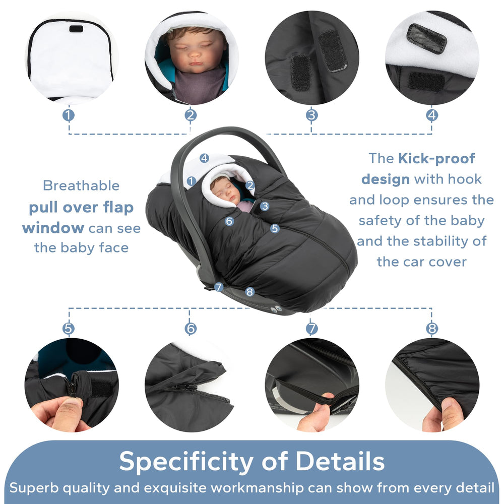SERAPHY car seat cover features T-shaped zippers for easy access