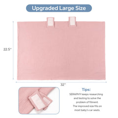 SERAPHY car seat cover closeup highlights soft breathable muslin texture.
