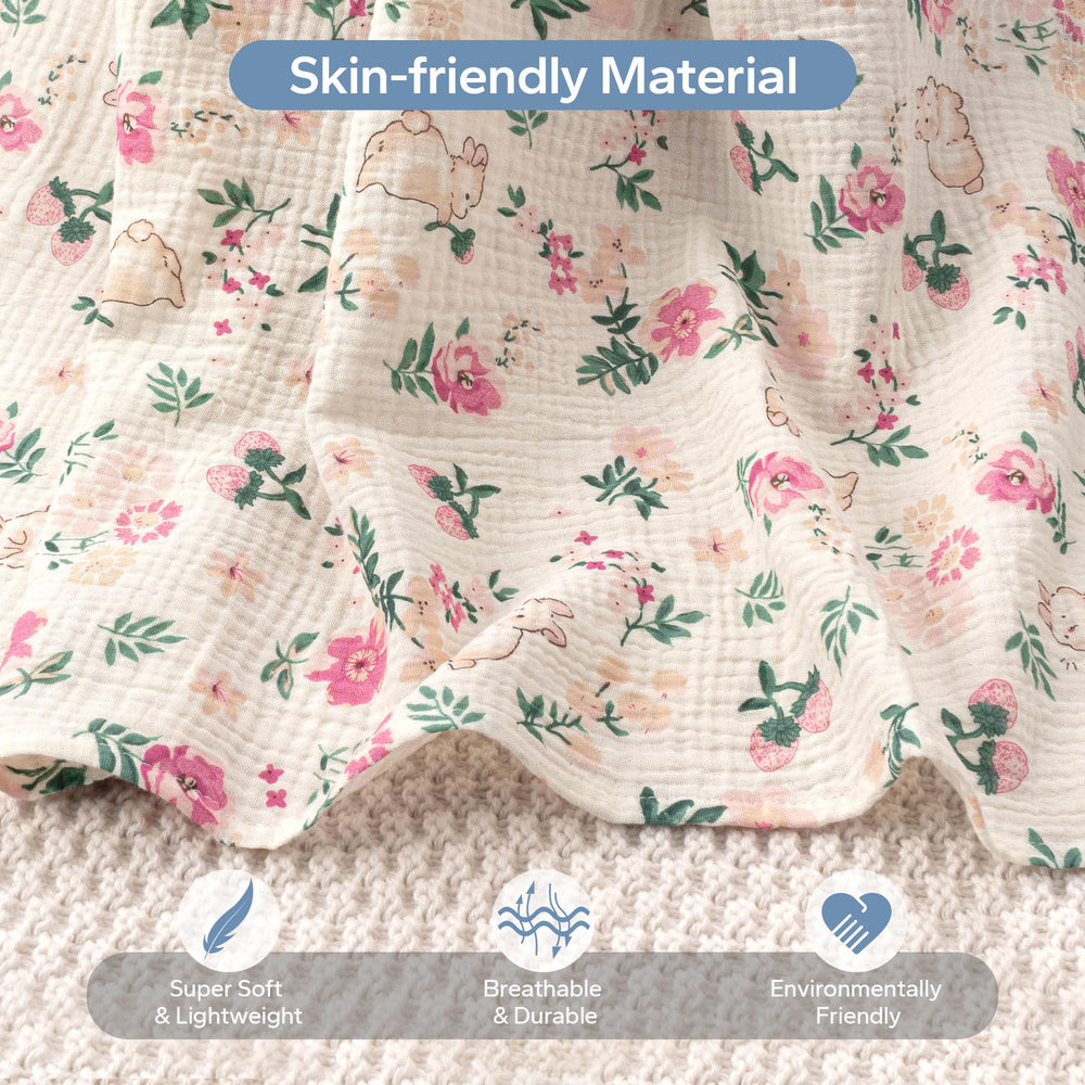 SERAPHY Rabbits breathable muslin fabric allows airflow and comfort for baby.